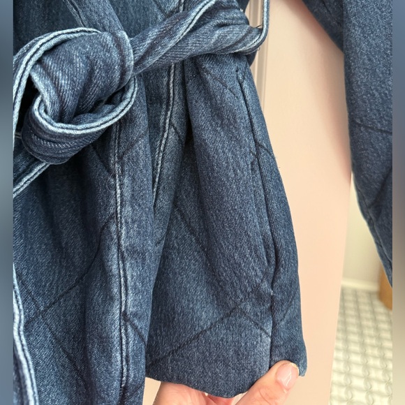 Mango denim quilted jacket with belt size S - Picture 3 of 5